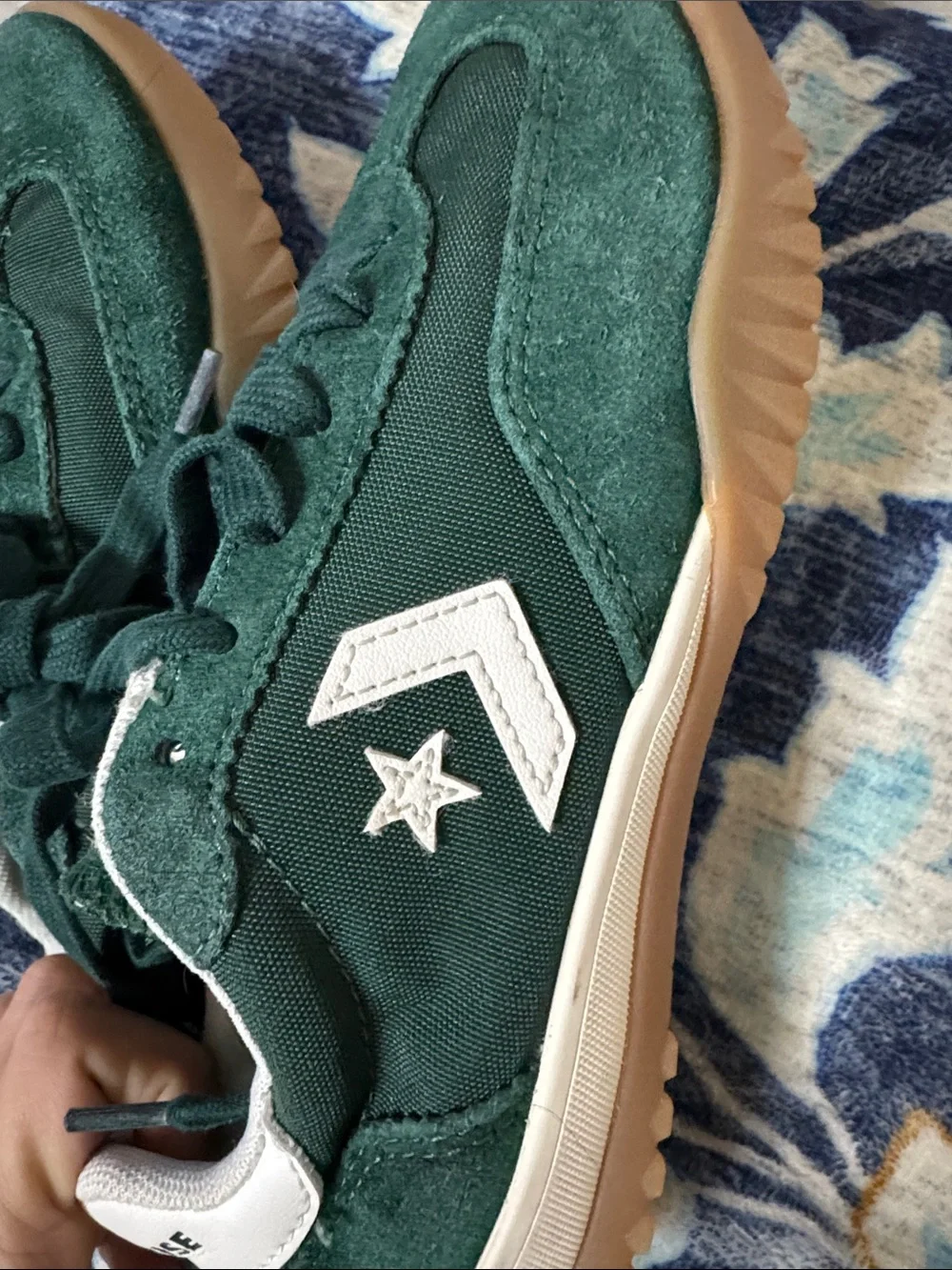 Converse Green Suede and Canvas Sneakers with Gum Sole